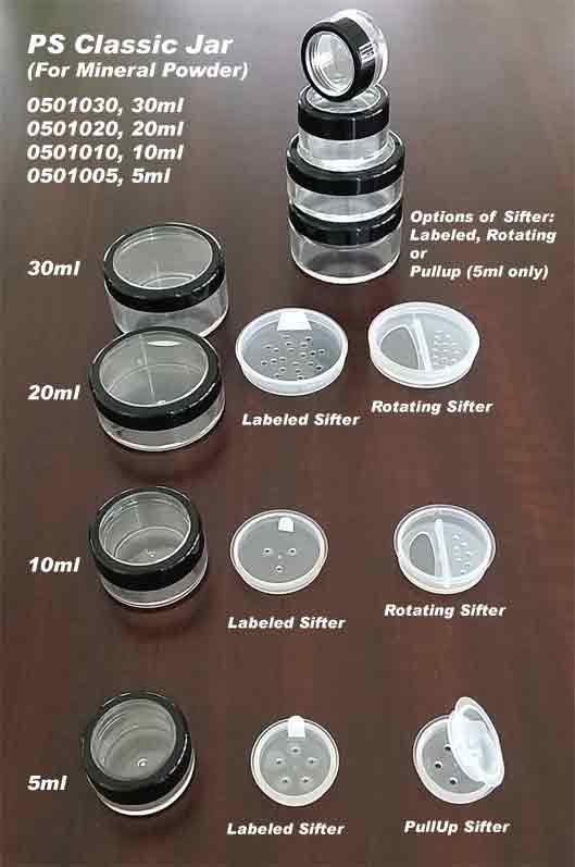 Comstic Powder Jars, loose powder jars, sifters